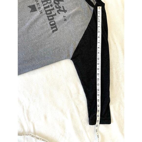 Pabst Blue Ribbon Beer Raglan 3/4 Sleeve Shirt Gray L - Picture 5 of 6
